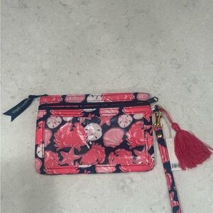 Brand New Simply Southern Crab Cell Phone Wristlet Pink and Navy Women's Bag